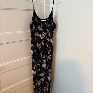 Lush Black Floral Maxi Dress
